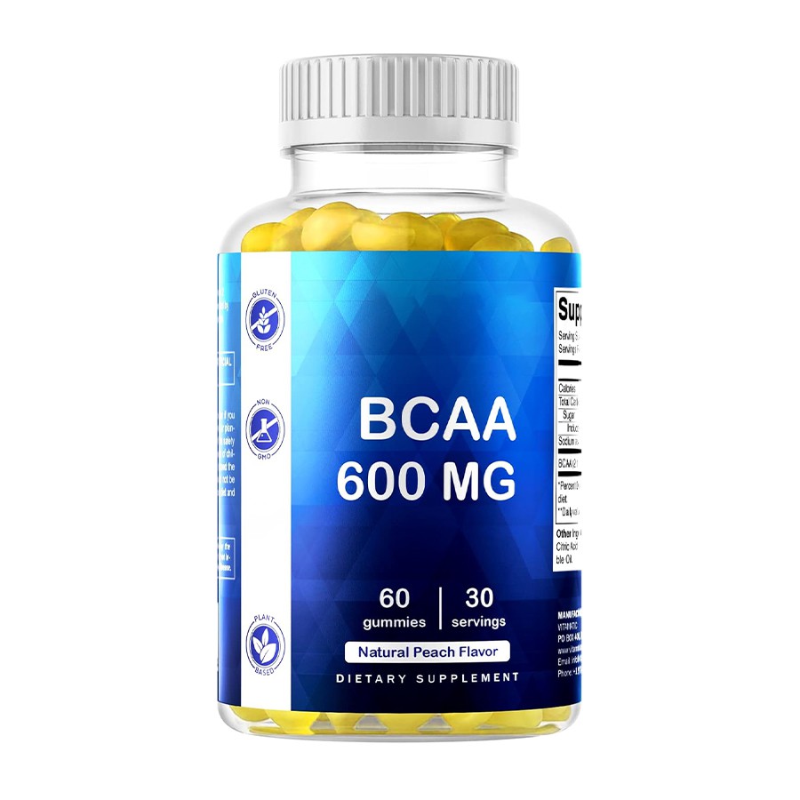 BCAA 600 मिलीग्राम आहार गमियों प्राकृतिक मांसपेशियों की वसूली और सक्रिय जीवन शैली के लिए ऊर्जा सहायता